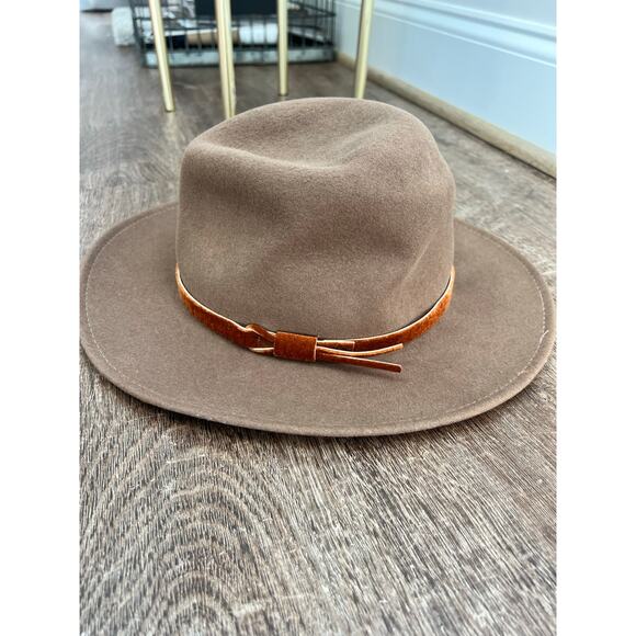 Vintage Flex Felt Fedora Hat 100% Wool Leather Band Large USA Brown - Picture 5 of 9